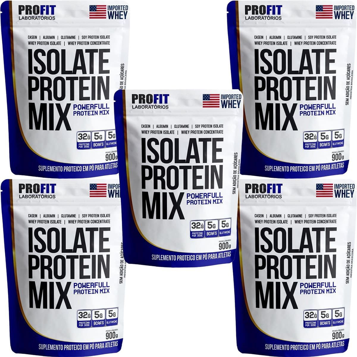 Kit 5X Isolate Protein Mix Refil - 900g Banana com Canela - ProFit