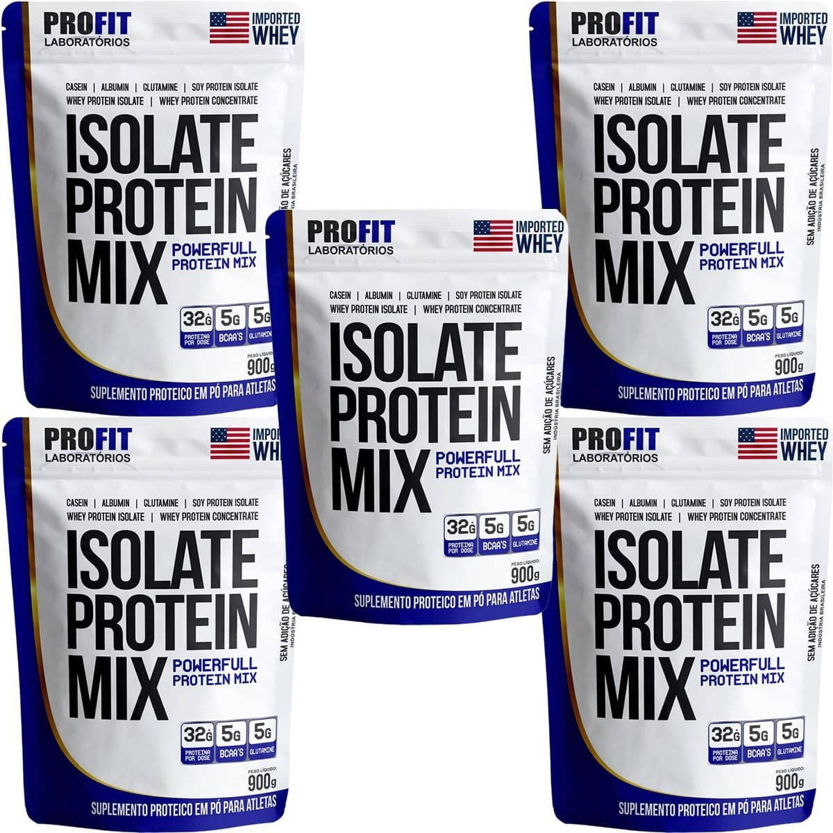 Kit 5X Isolate Protein Mix Refil - 900g Cookies e Cream  - ProFit