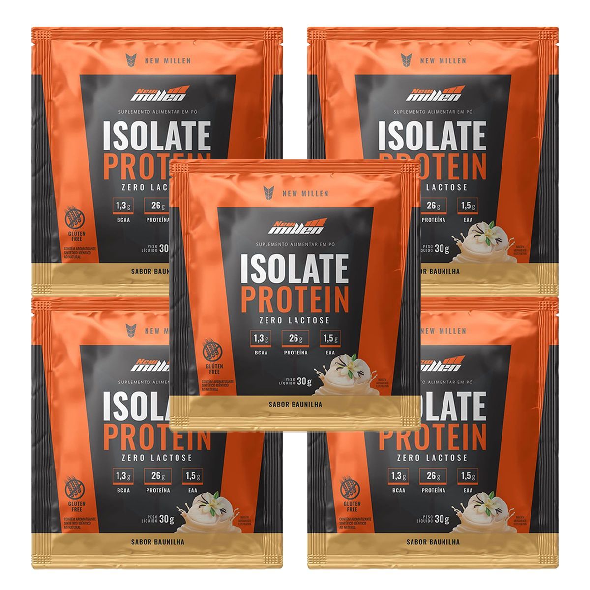 Kit 5X Isolate Protein Zero Lactose - 1 Sach� de 30g Baunilha - New Millen