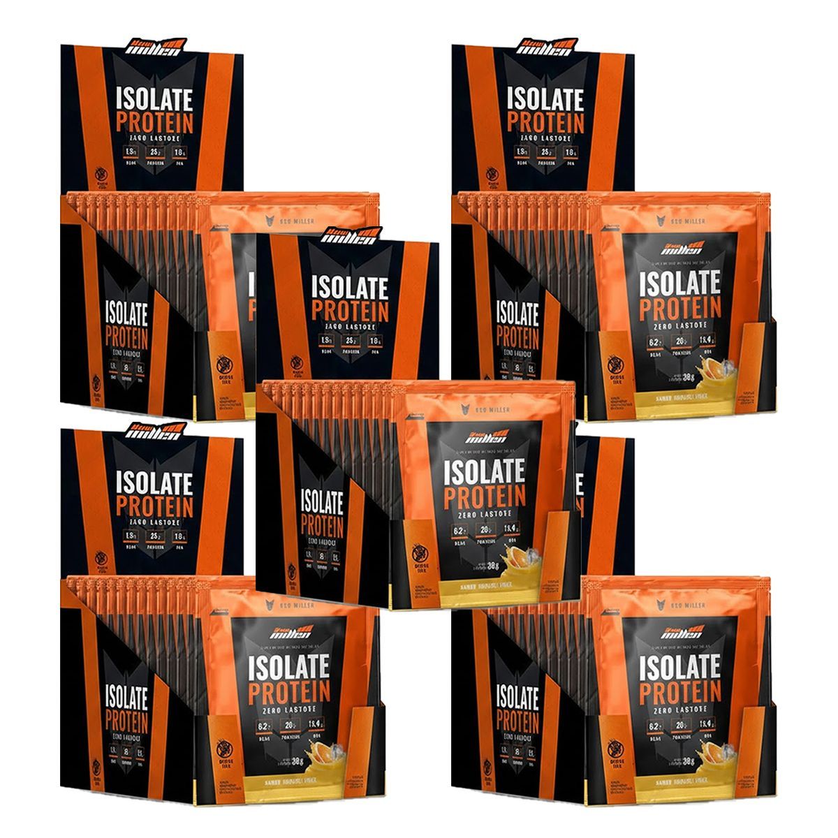 Kit 5X Isolate Protein Zero Lactose - 15 Sach�s 30g Orange Juice - New Millen