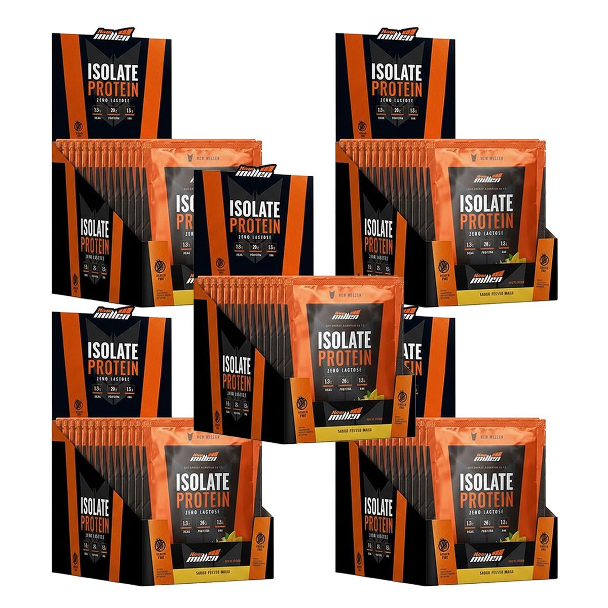 Kit 5X Isolate Protein Zero Lactose - 15 Sach�s de 30g P�ssego e Manga - New Millen