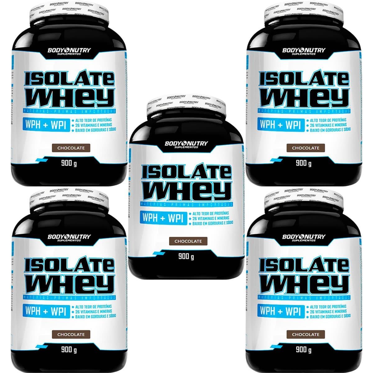Kit 5X Isolate Whey  - 900g Chocolate - Body Nutry