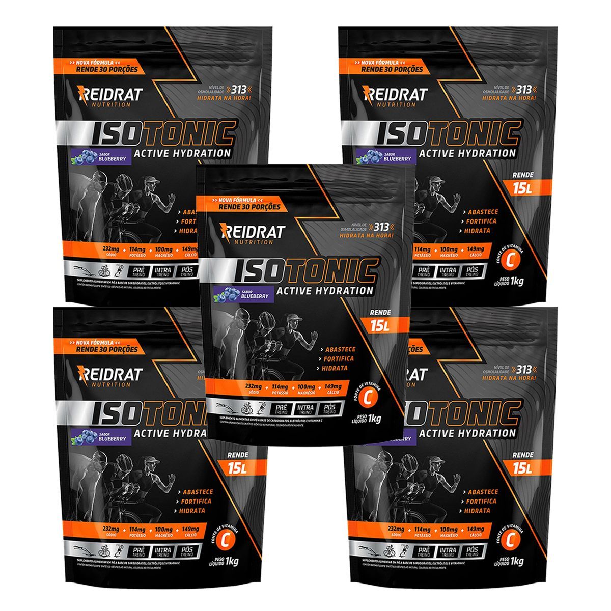 Kit 5X Isotonic Active Hydration - 1000g Blueberry - Reidrat