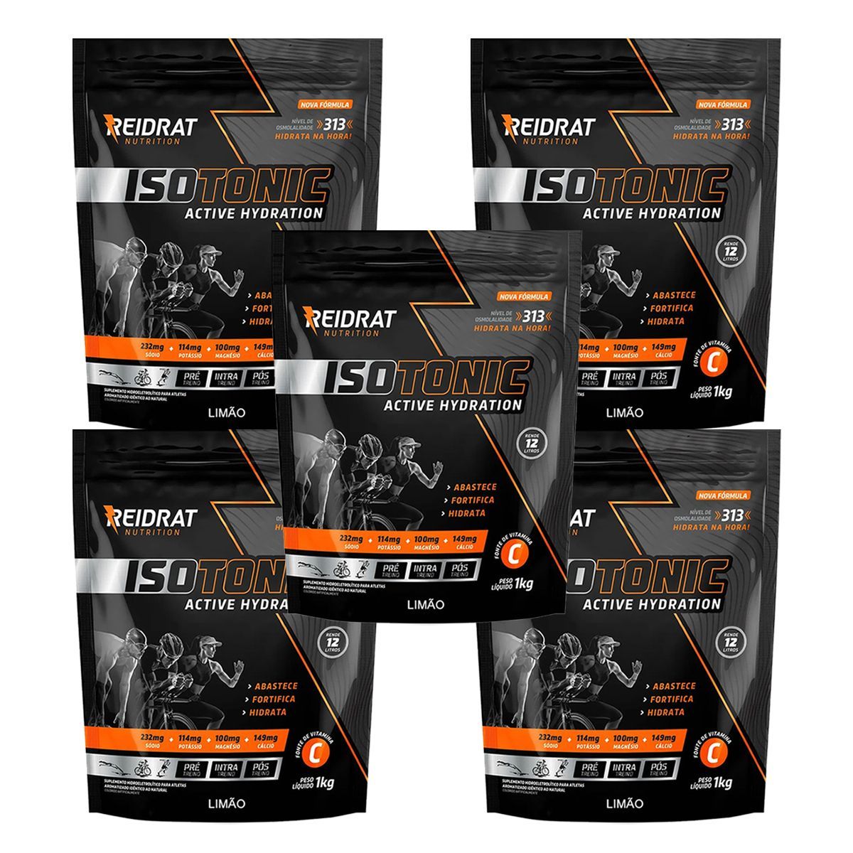 Kit 5X Isotonic Active Hydration - 1000g Refil Lim�o - Reidrat
