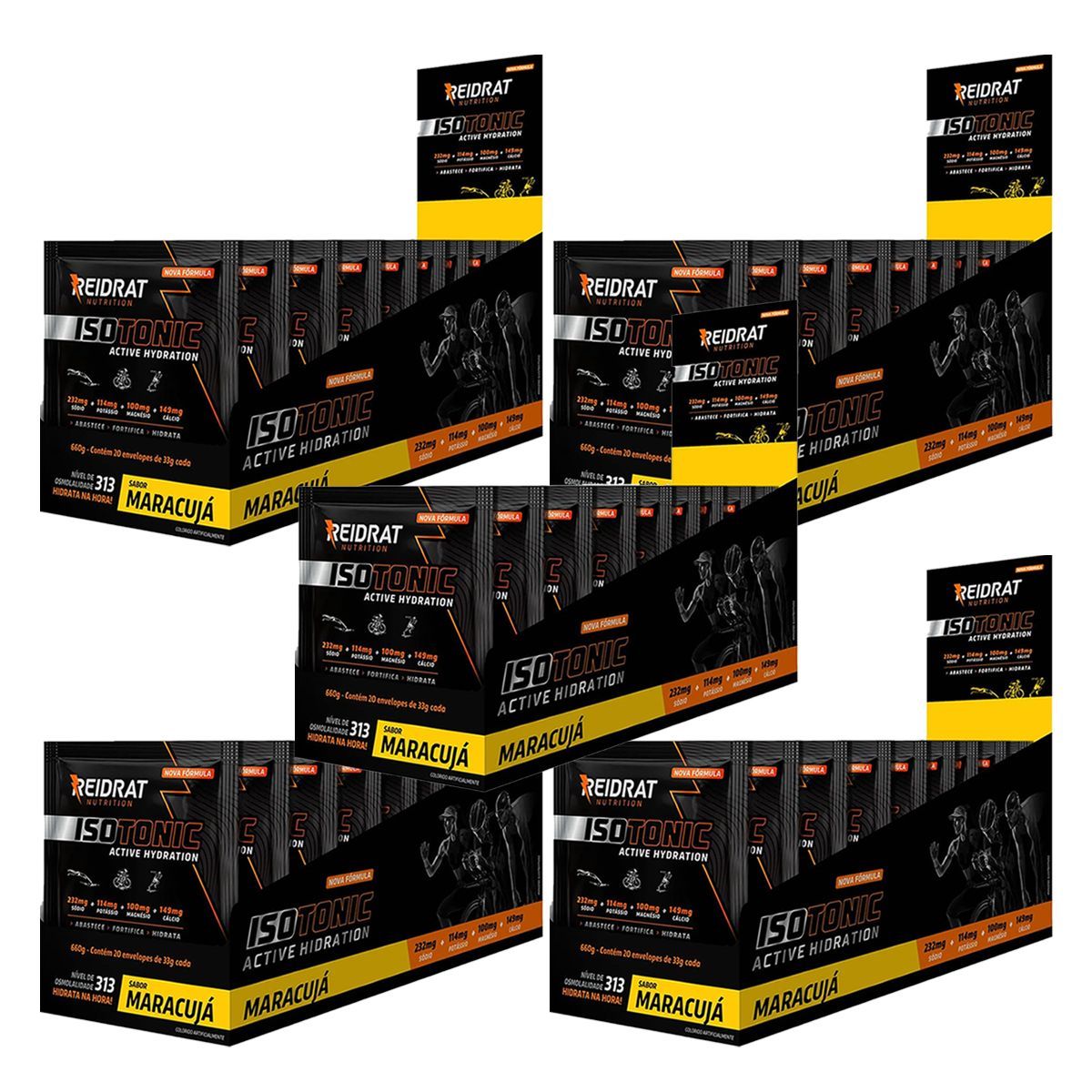 Kit 5X Isotonic Active Hydration - 20 Sach�s de 33g Maracuj� - Reidrat