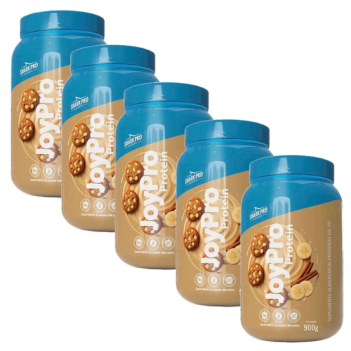 Kit 5X JoyPro Protein - 900g Cookies de Banana com Canela - Shark Pro