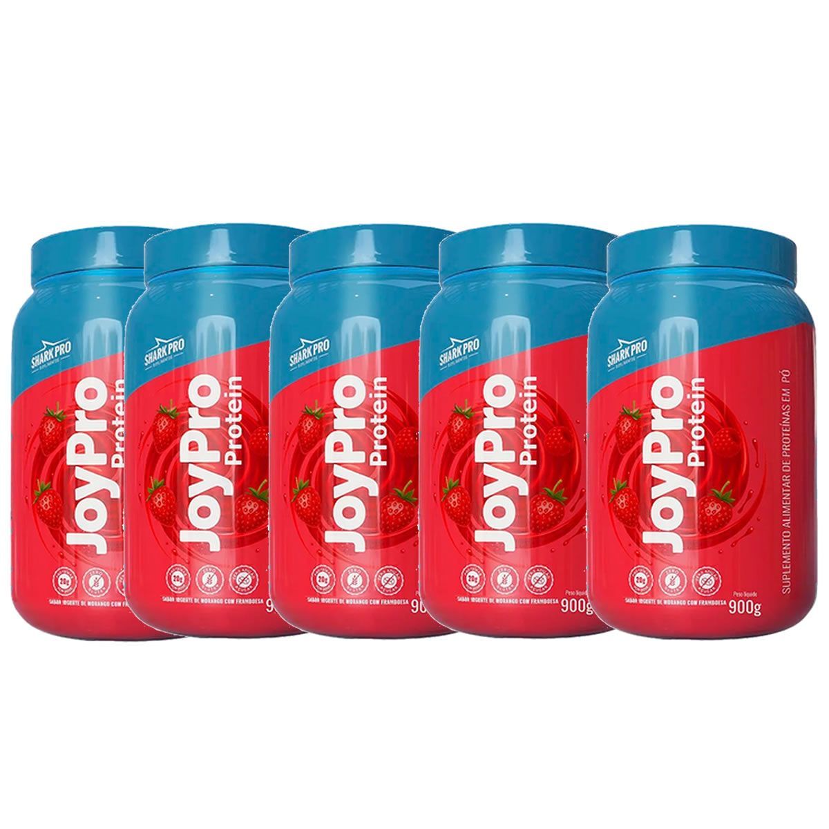 Kit 5X JoyPro Protein - 900g - Iogurte de Morango com Framboesa - Shark Pro