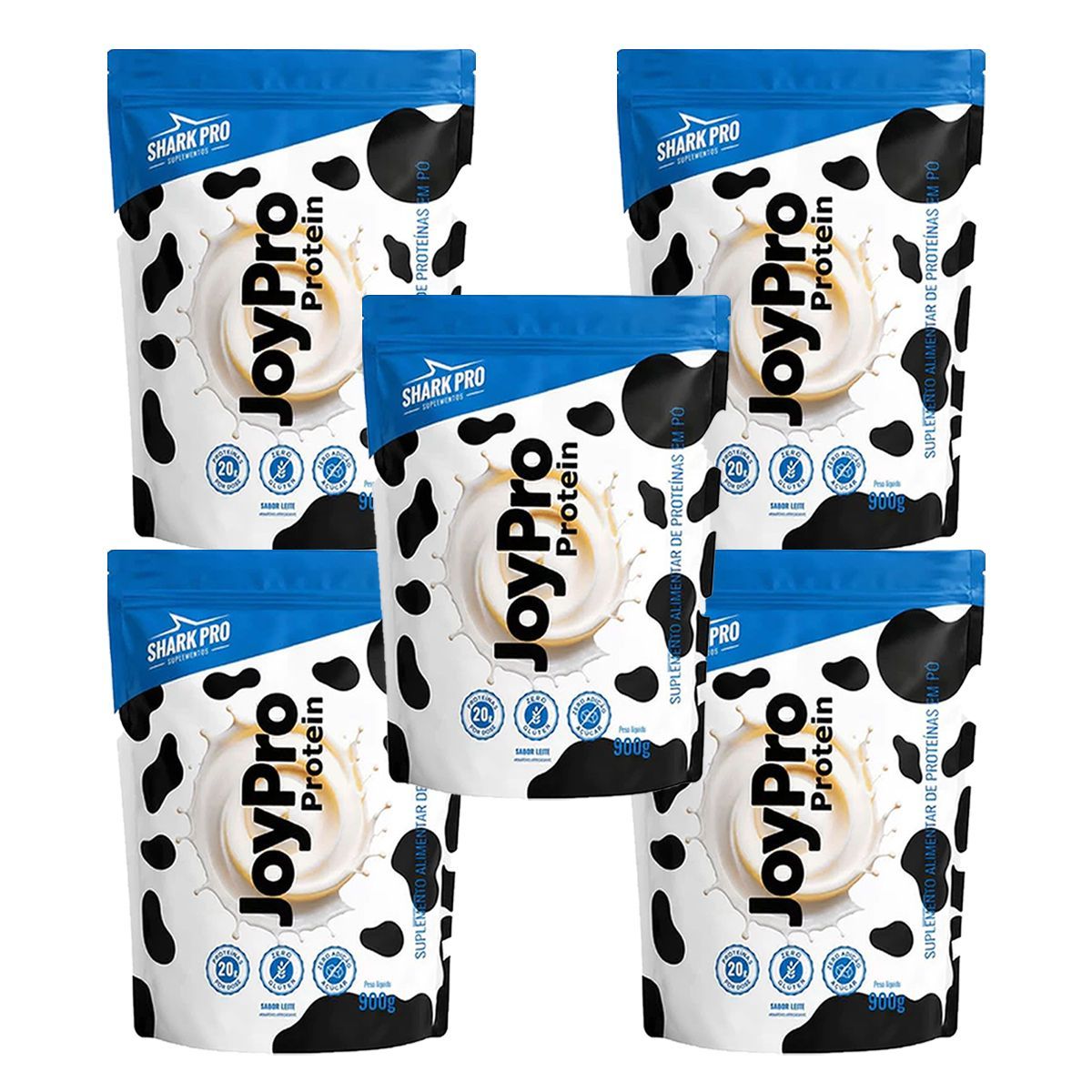 Kit 5X Joypro Protein - Refil 900g Leite - Shark Pro