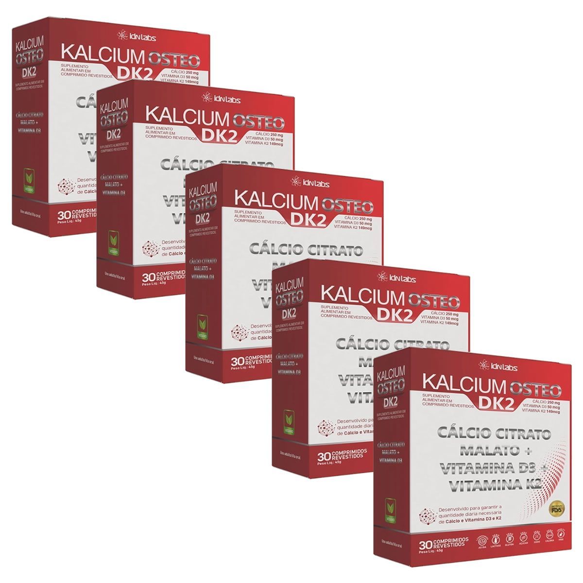 Kit 5X Kalcium Osteo Dk2 - 30 Comprimidos - IDN Labs