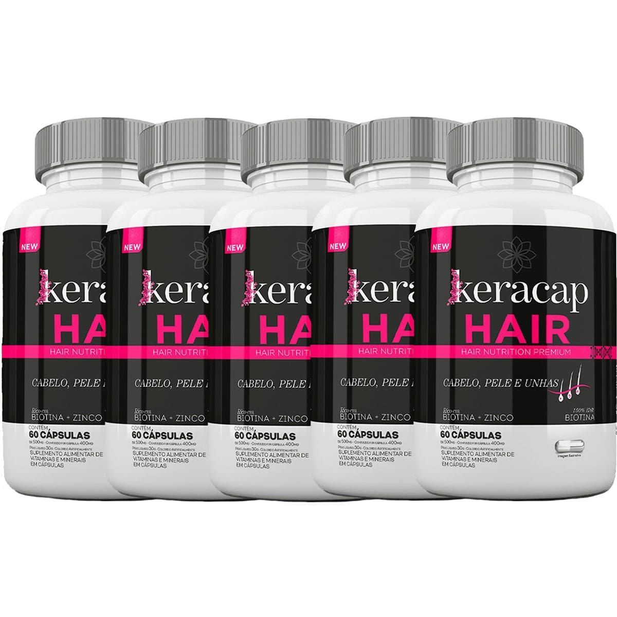 Kit 5X Keracap Hair - 60 C�psulas - Nutrends