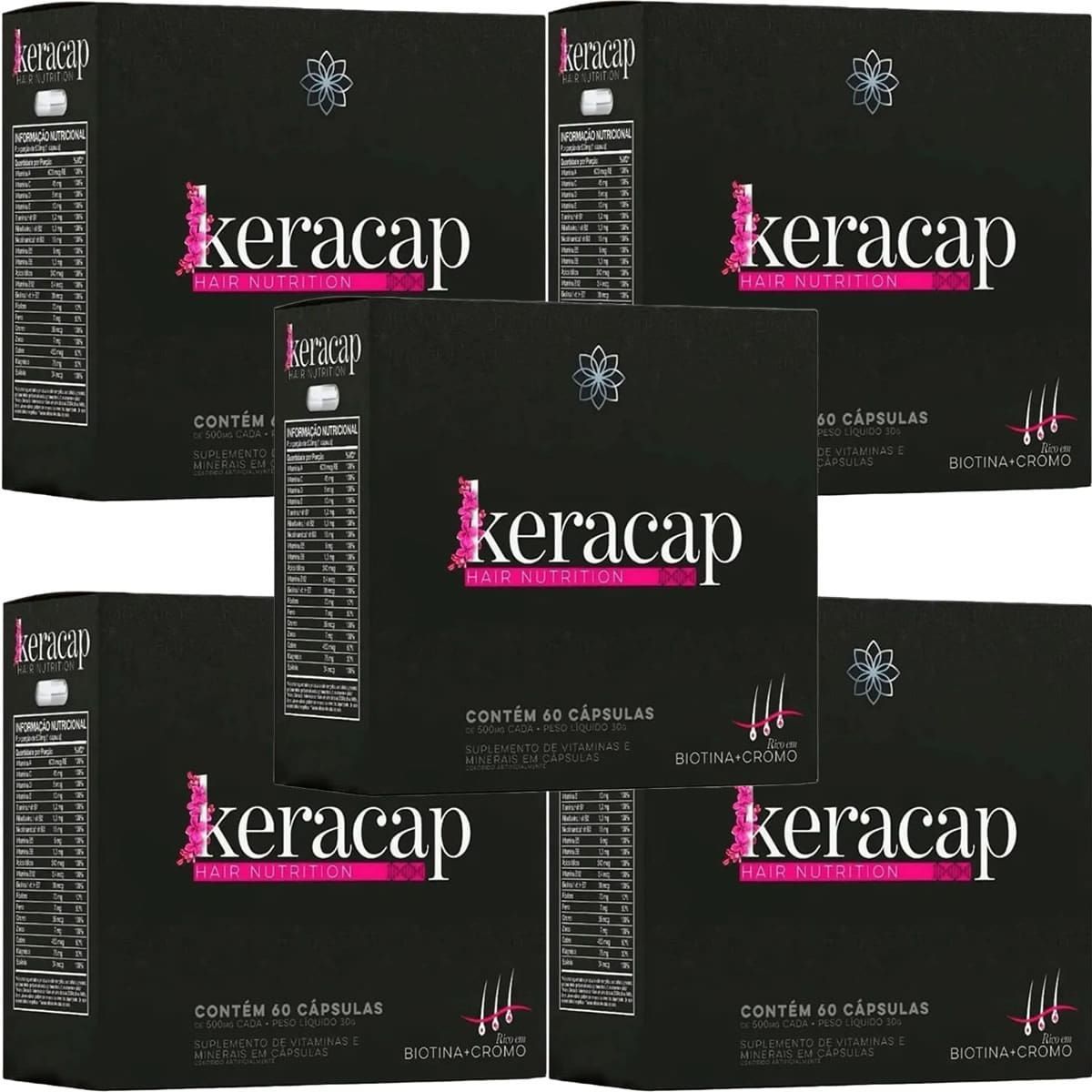 Kit 5X Keracap Hair - 60 C�psulas - Nutrends