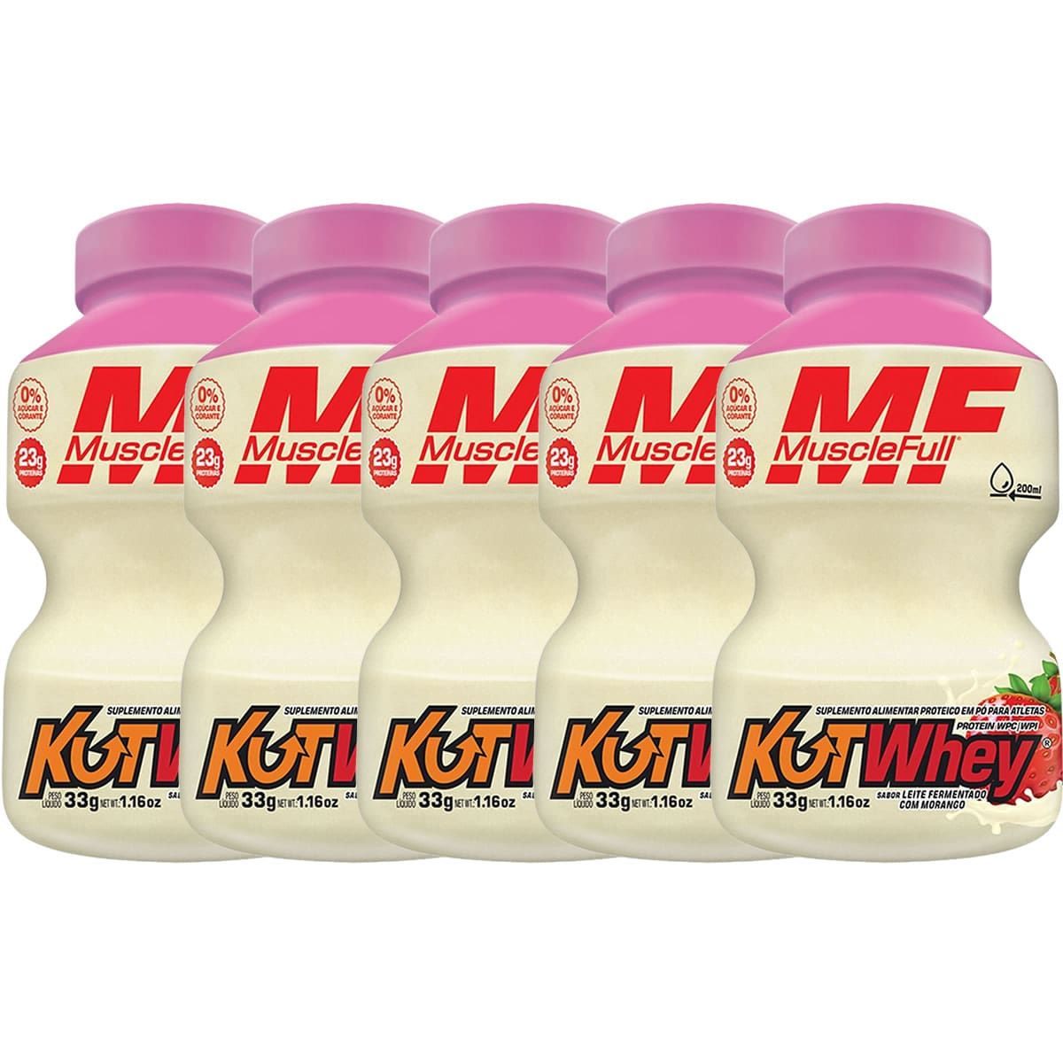 Kit 5X Kut Whey Mini - 33g Leite Fermentado com Morango - MuscleFull