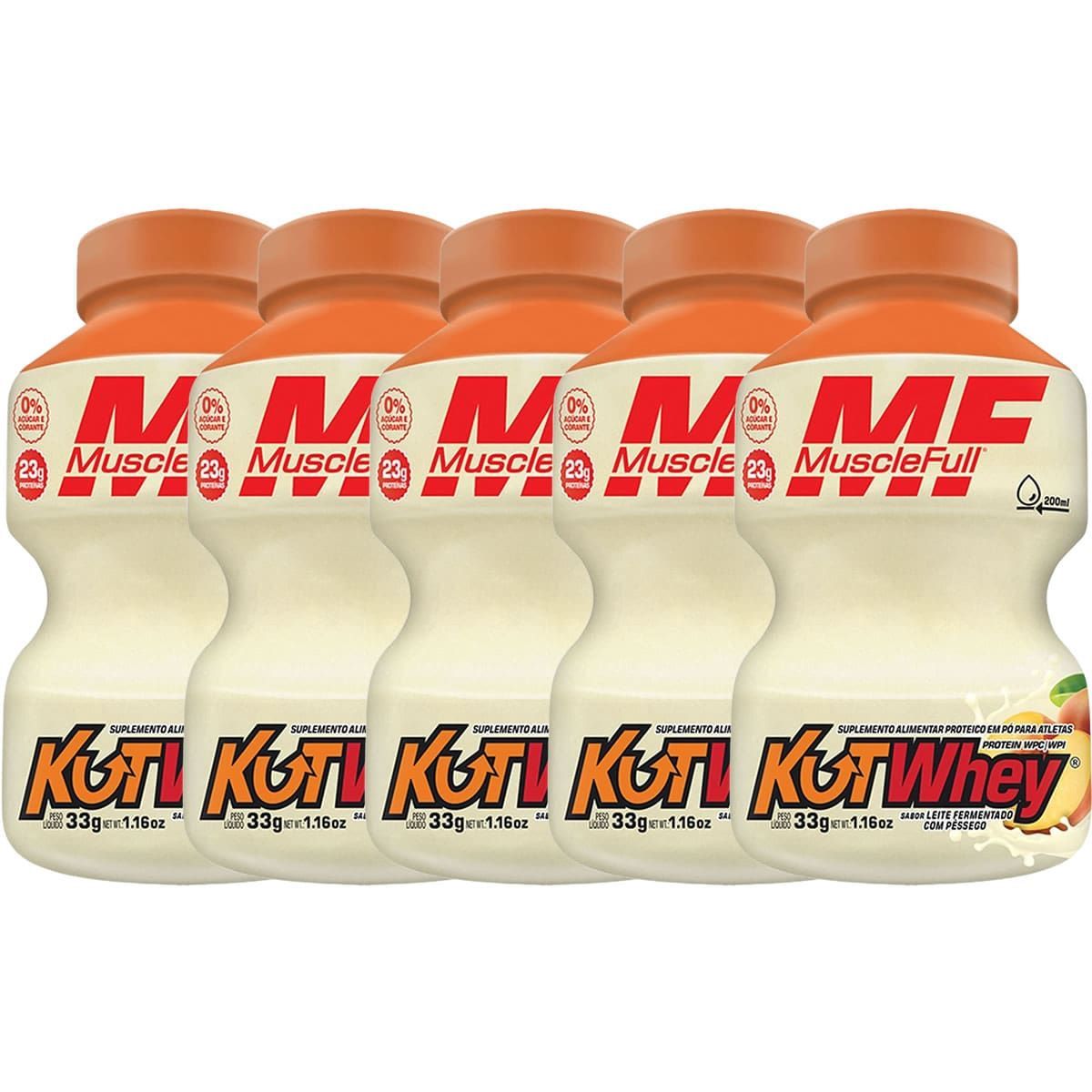 Kit 5X Kut Whey Mini - 33g Leite Fermentado com P�ssego - MuscleFull