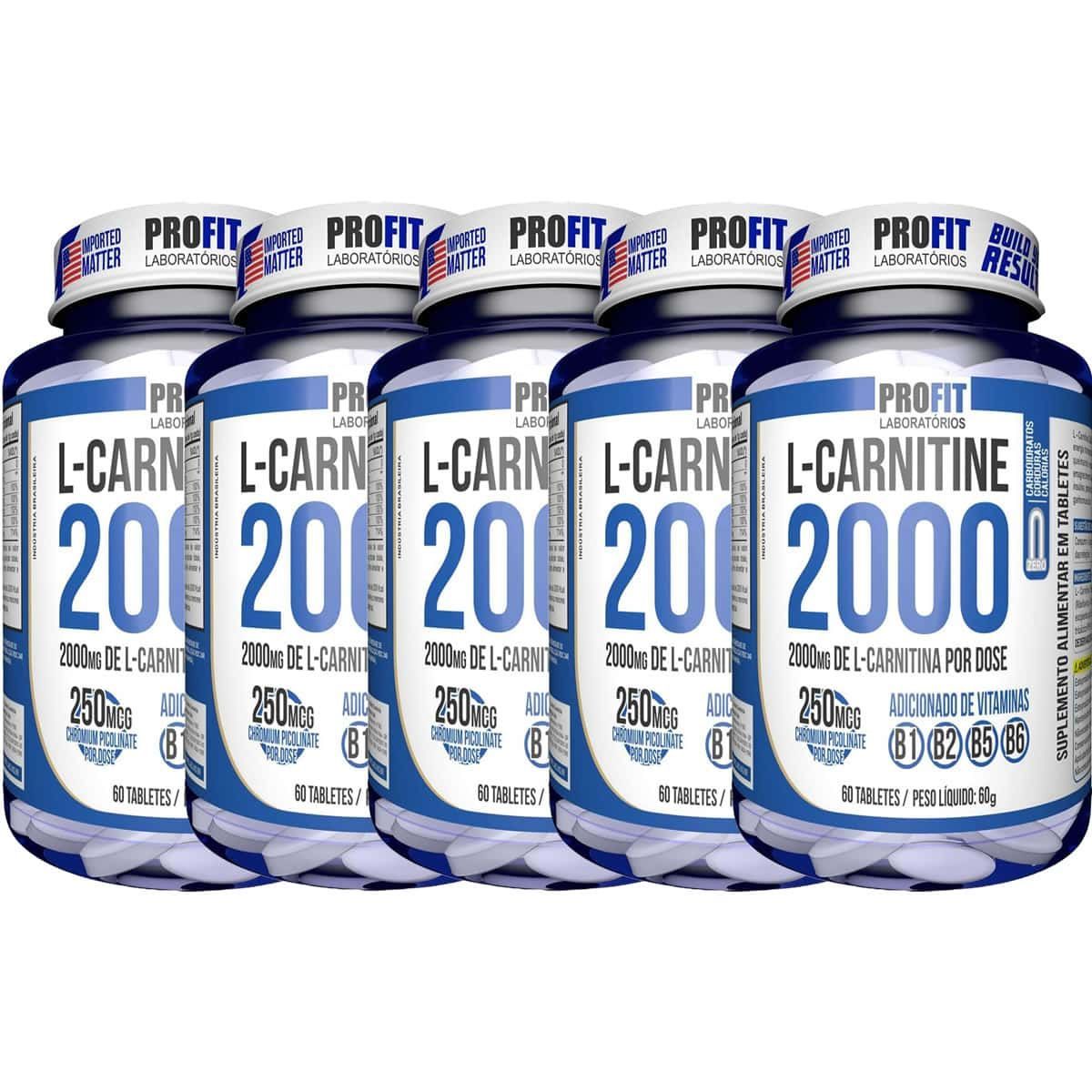 Kit 5X L-Carnitina 2000 + 250mcg Cromo - 60 Tabletes - ProFit