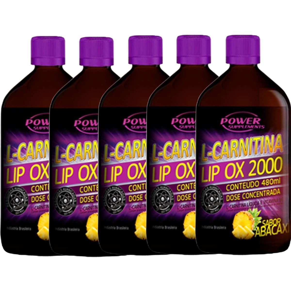 Kit 5X L-Carnitina 2000 - 480ml Abacaxi - Power Supplements
