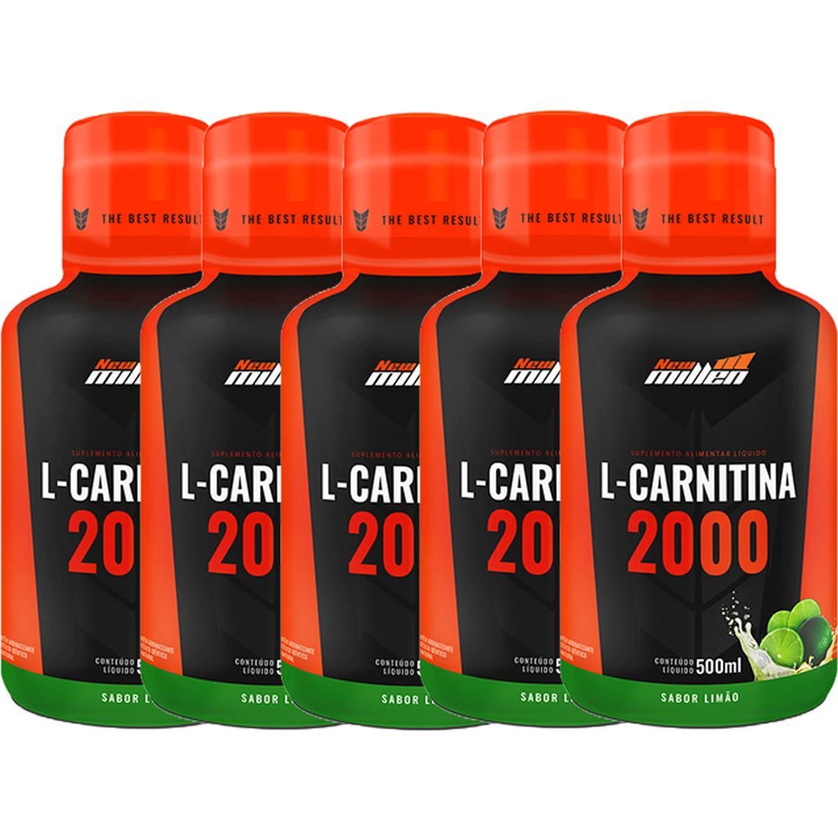 Kit 5X L-Carnitina 2000mg - 500ml Lim�o - New millen