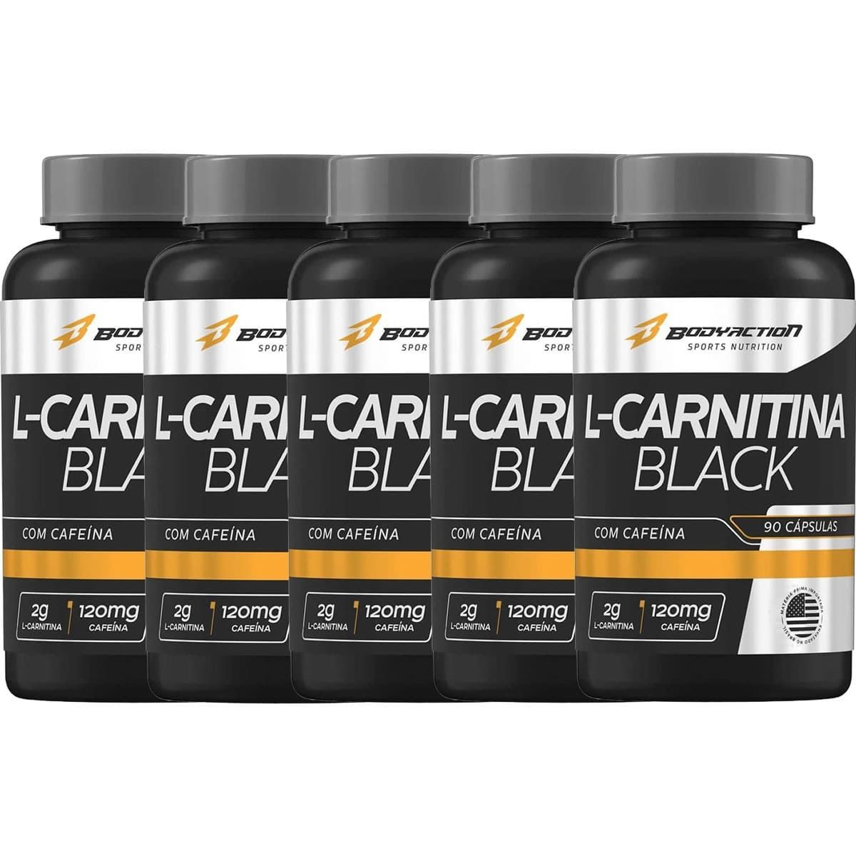 Kit 5X L-Carnitina Black - 90 Capsulas - BodyAction