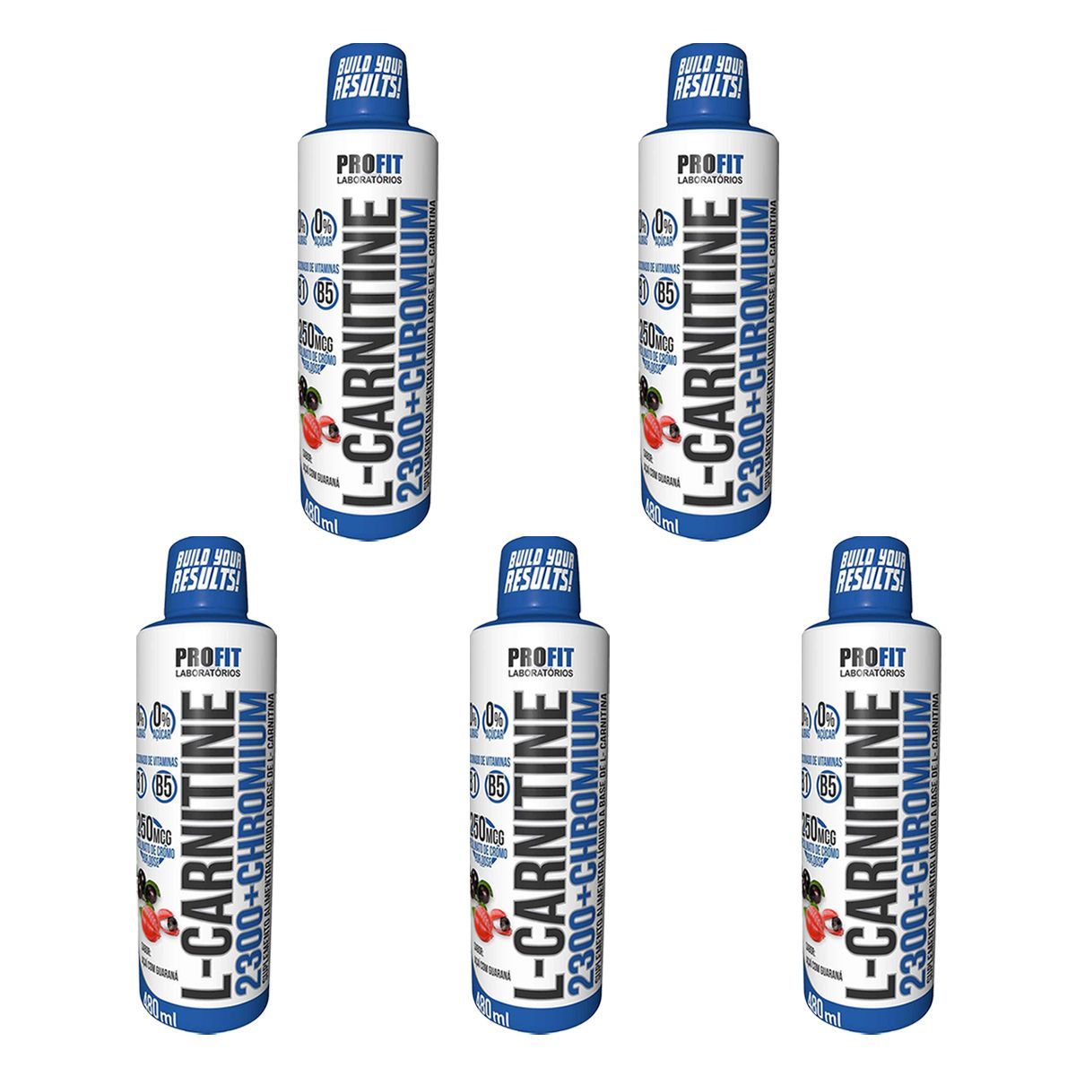 Kit 5X L-Carnitine 2300+Chromium - 480ml A�a� com Guaran� - ProFit