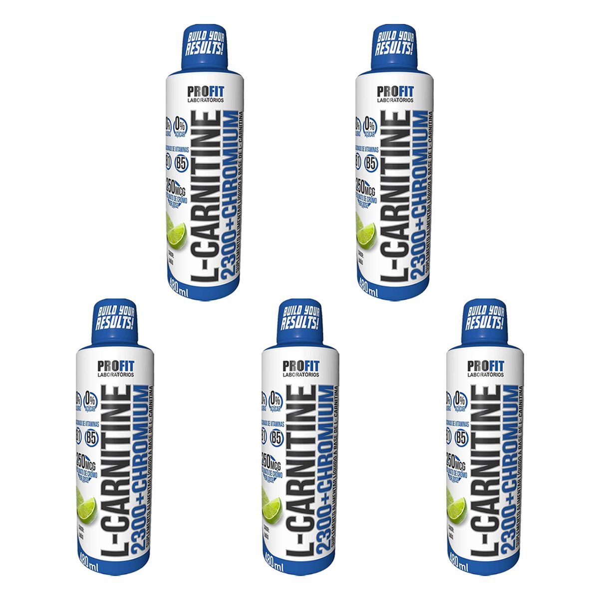 Kit 5X L-Carnitine 2300+Chromium - 480ml Lim�o - ProFit