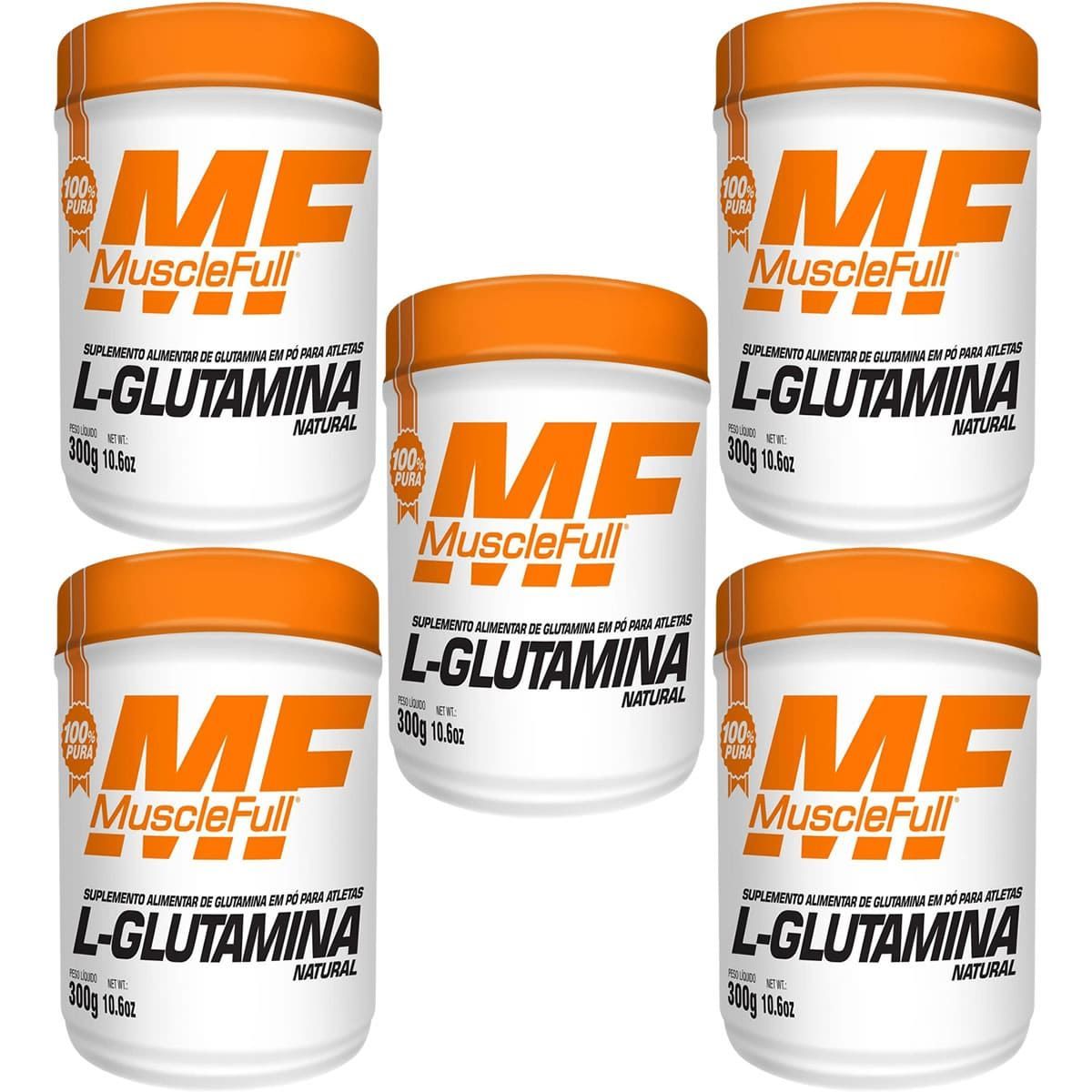Kit 5X L-Glutamina - 300g Natural - MuscleFull