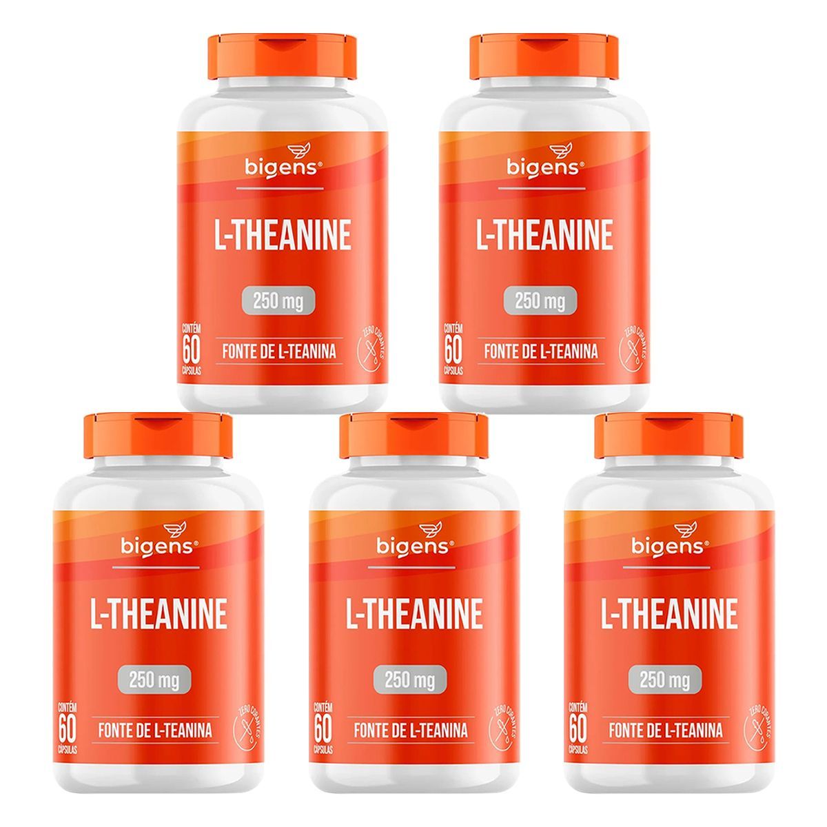 Kit 5X L-Theanine 250mg - 60 C�psulas - Bigens