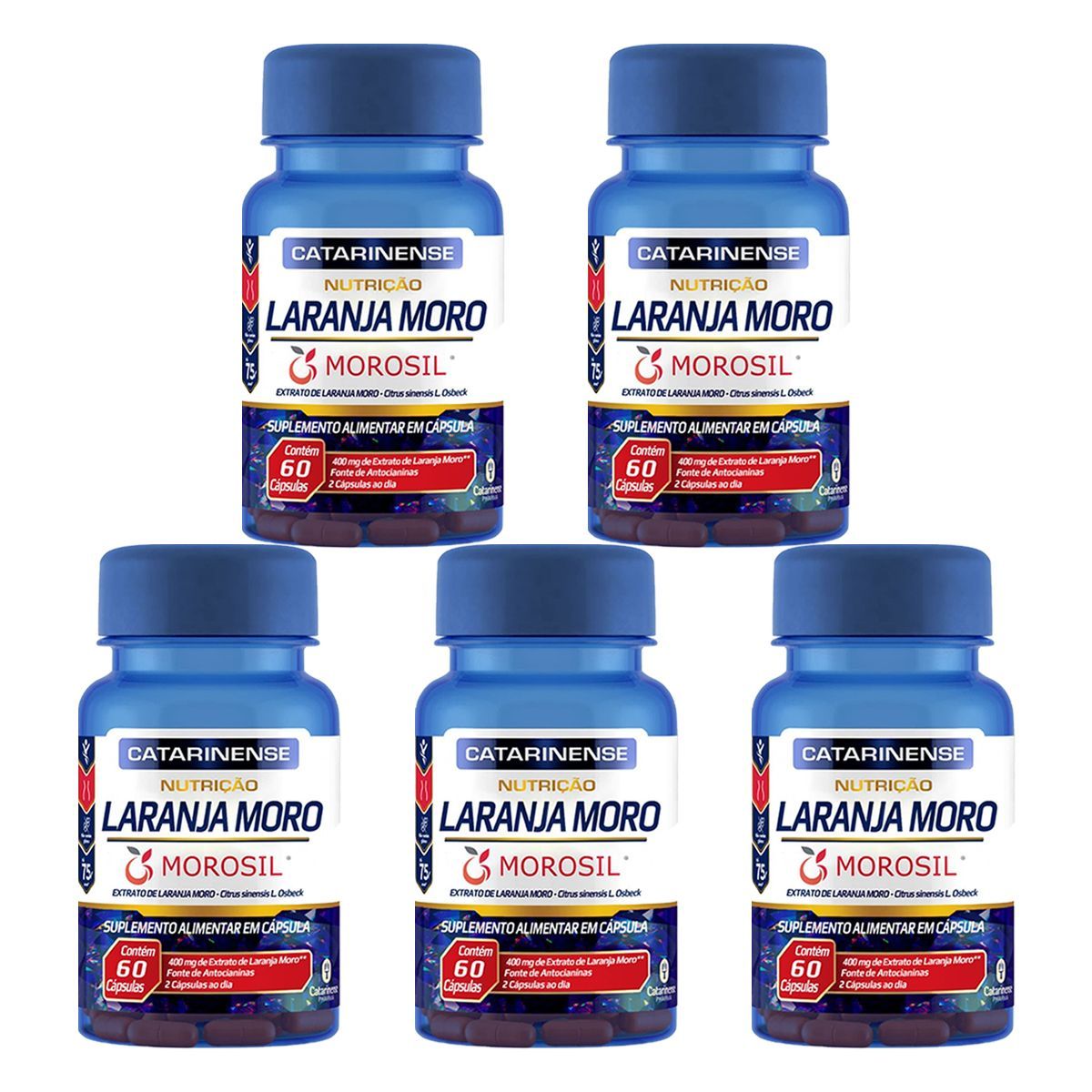 Kit 5X Laranja Moro - 60 C�psulas - Catarinense Nutri��o