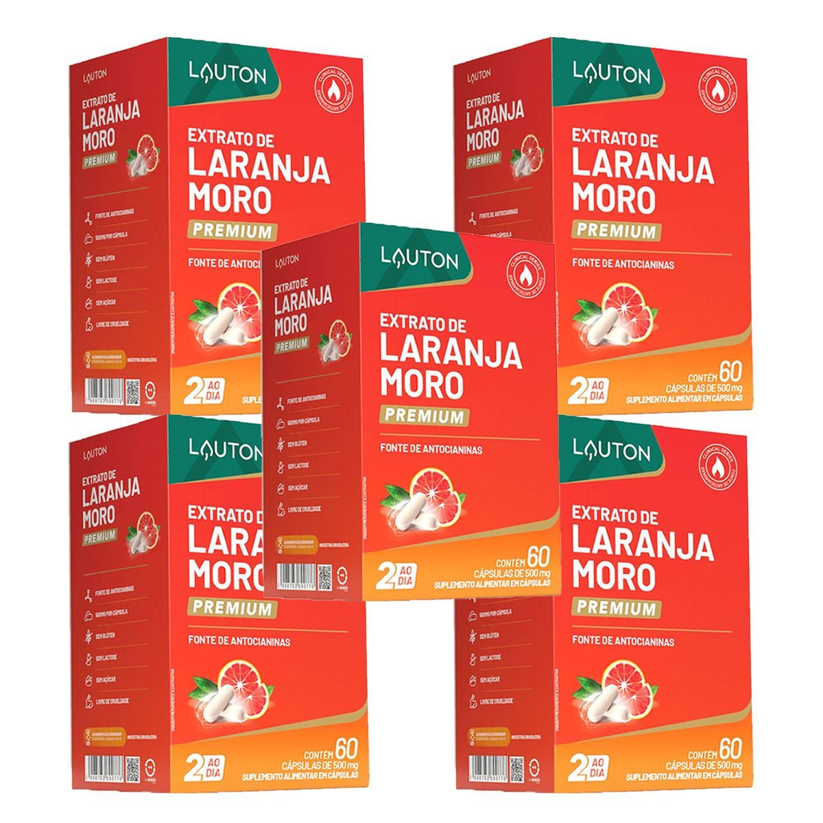 Kit 5X Laranja Moro Premium - 60 C�psulas - Lauton Nutrition