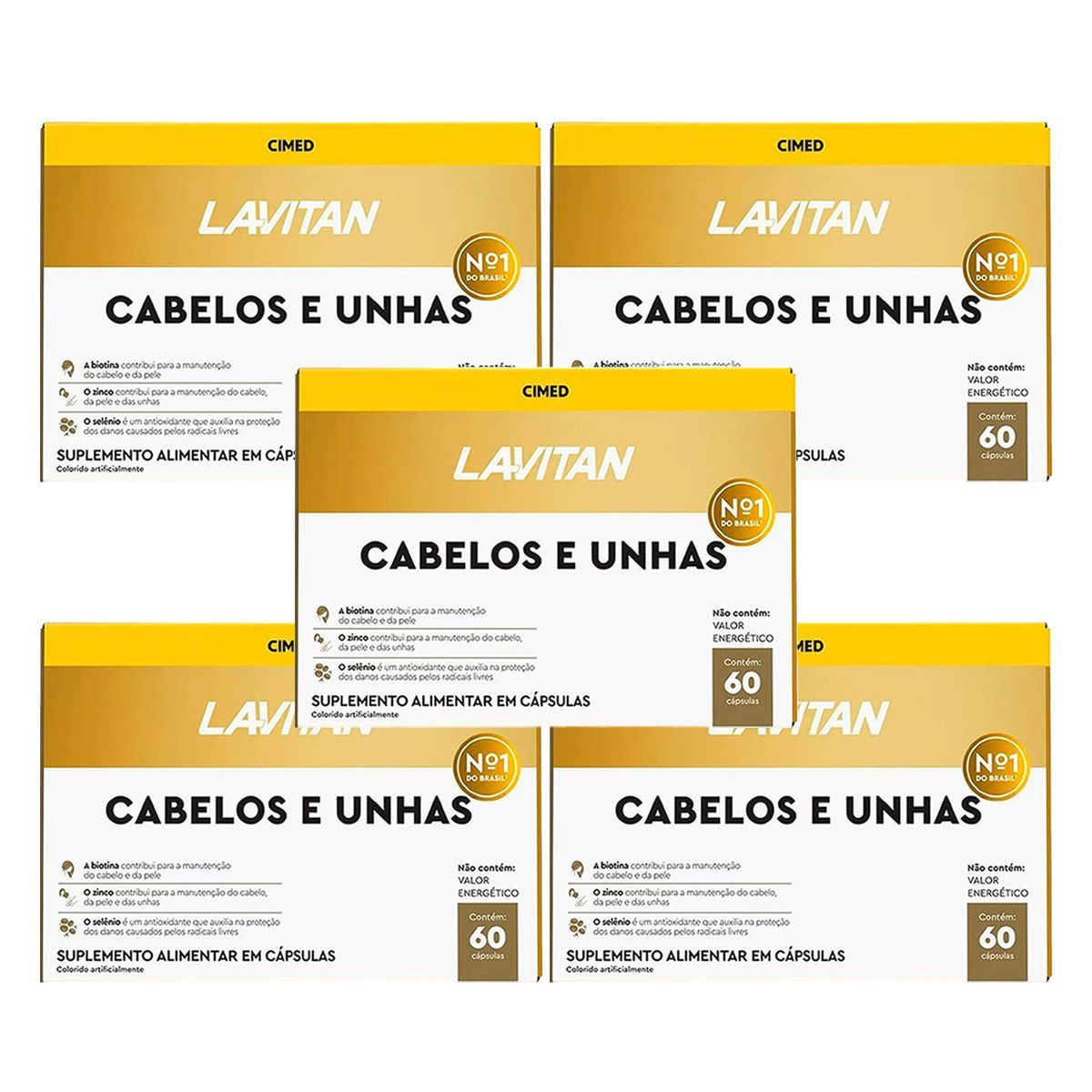 Kit 5X Lavitan Cabelos e Unhas - 60 C�psulas - Cimed