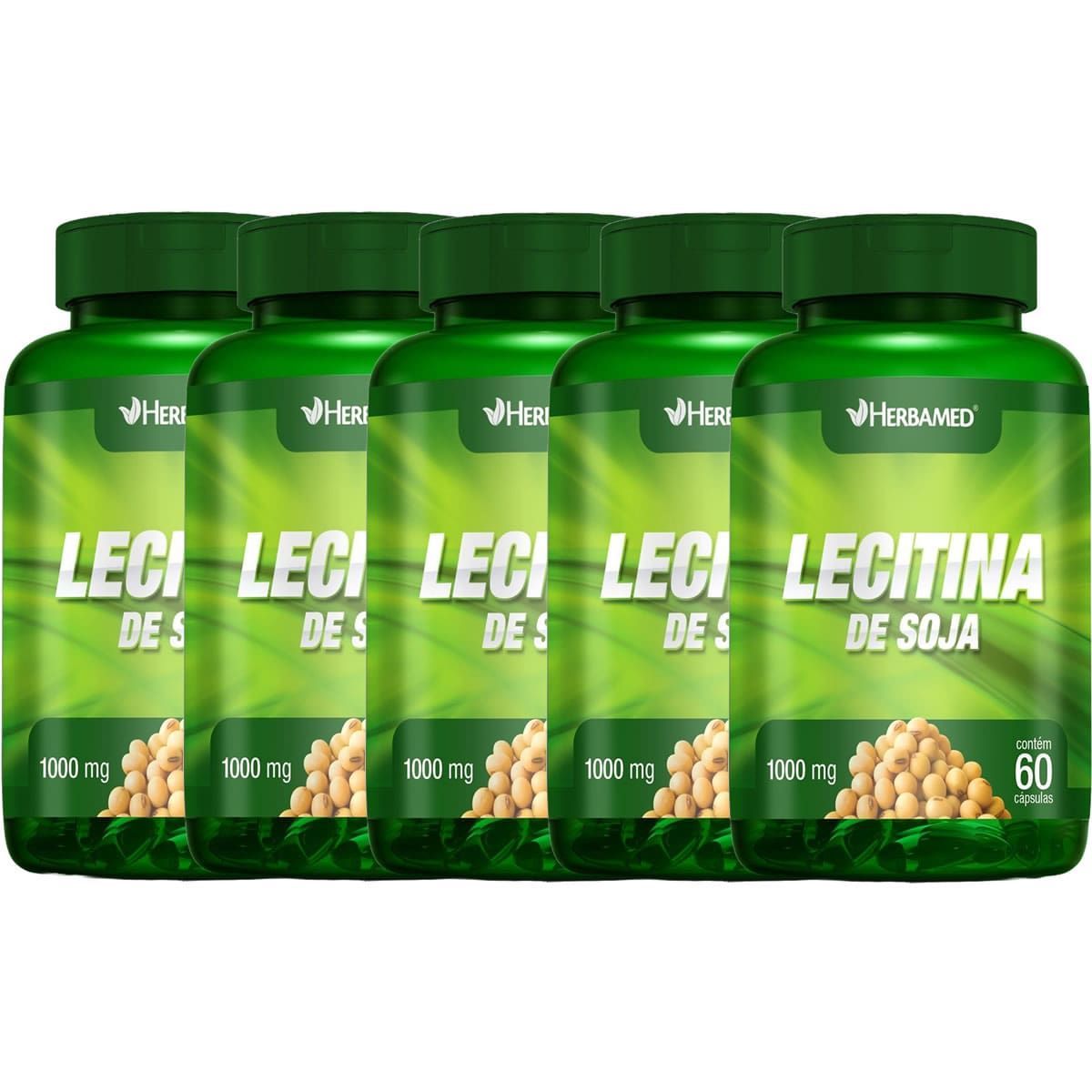 Kit 5X Lecitina de Soja 1000mg 60 C�psulas - Herbamed