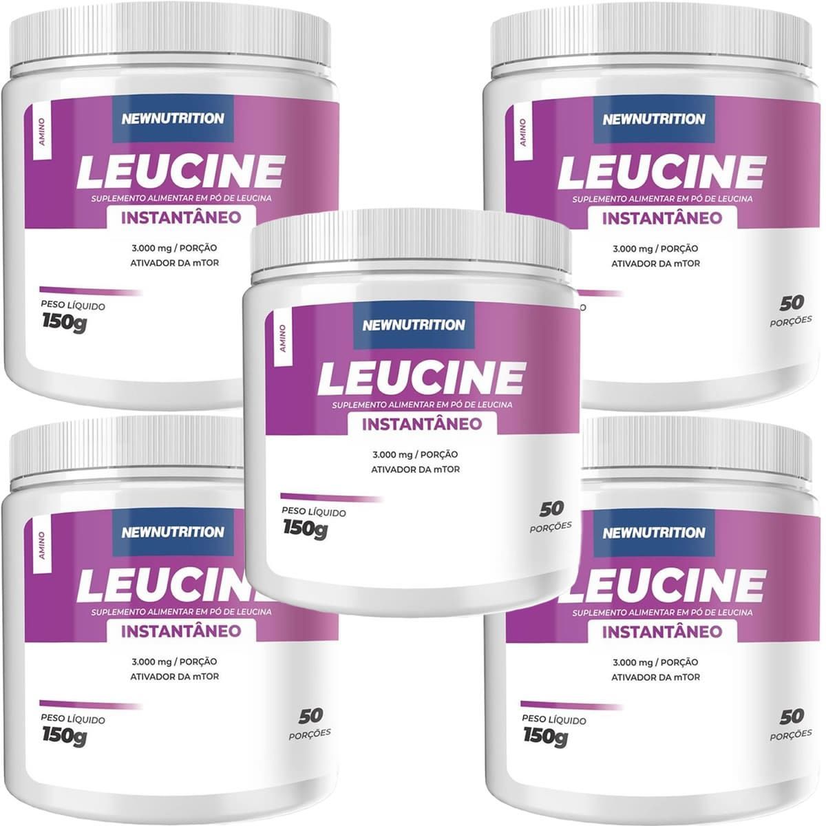 Kit 5X Leucine Instant�nea - 150g Sem Sabor - NewNutrition