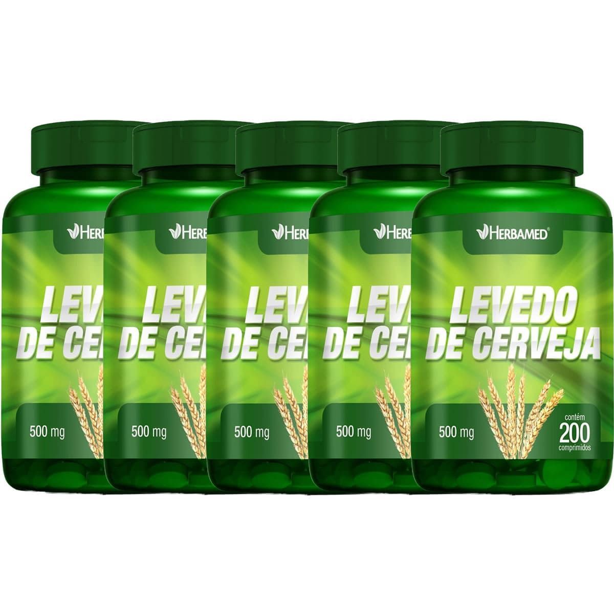 Kit 5X Levedo de Cerveja  - 200 Comprimidos - Herbamed