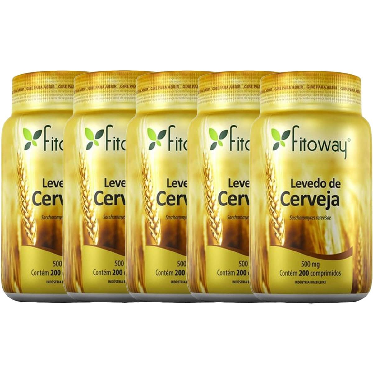 Kit 5X Levedo de Cerveja 500mg - 200 Comprimidos - Fitoway