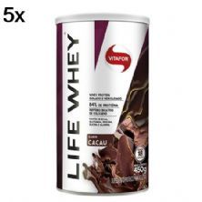 Kit 5X Life Whey Protein Isolado e Hidrolisado - 450g Cacau - Vitafor