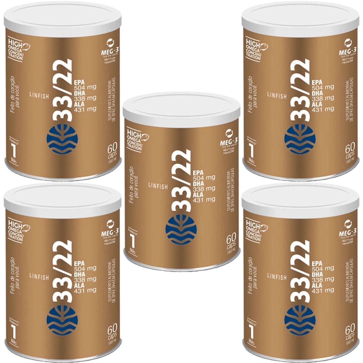 Kit 5X Lin Fish 33/22 - 60 C�psulas - Vital �tman