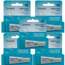 Kit 5X Lip Care Regenerador Labial - 7,5g FPS 15 - Anasol
