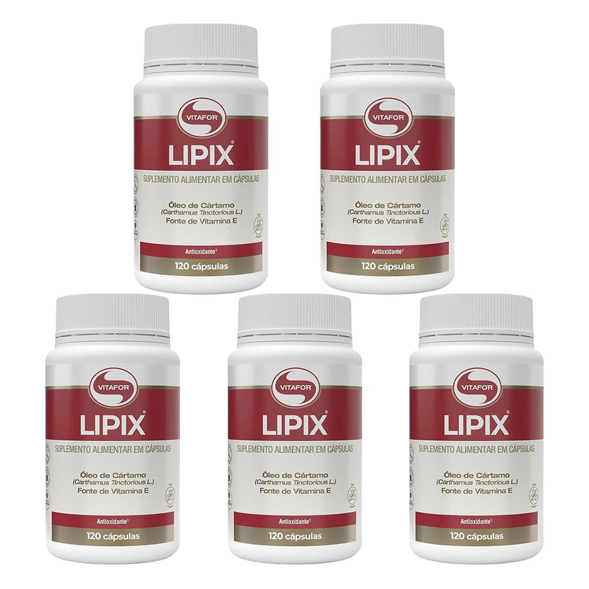 Kit 5X Lipix �leo de C�rtamo - 120 C�psulas - Vitafor