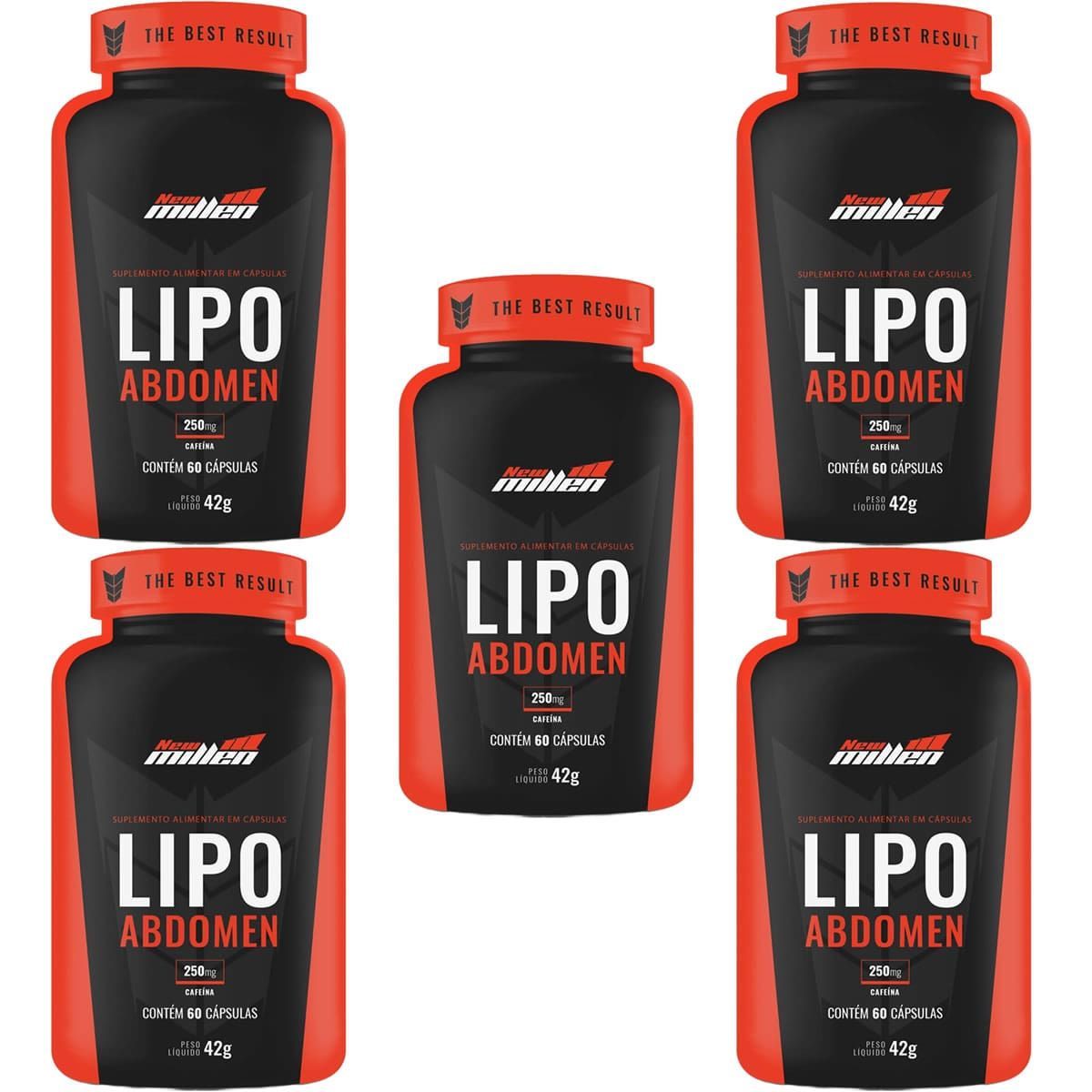 Kit 5X Lipo Abd�men - 60 C�psulas - New Millen