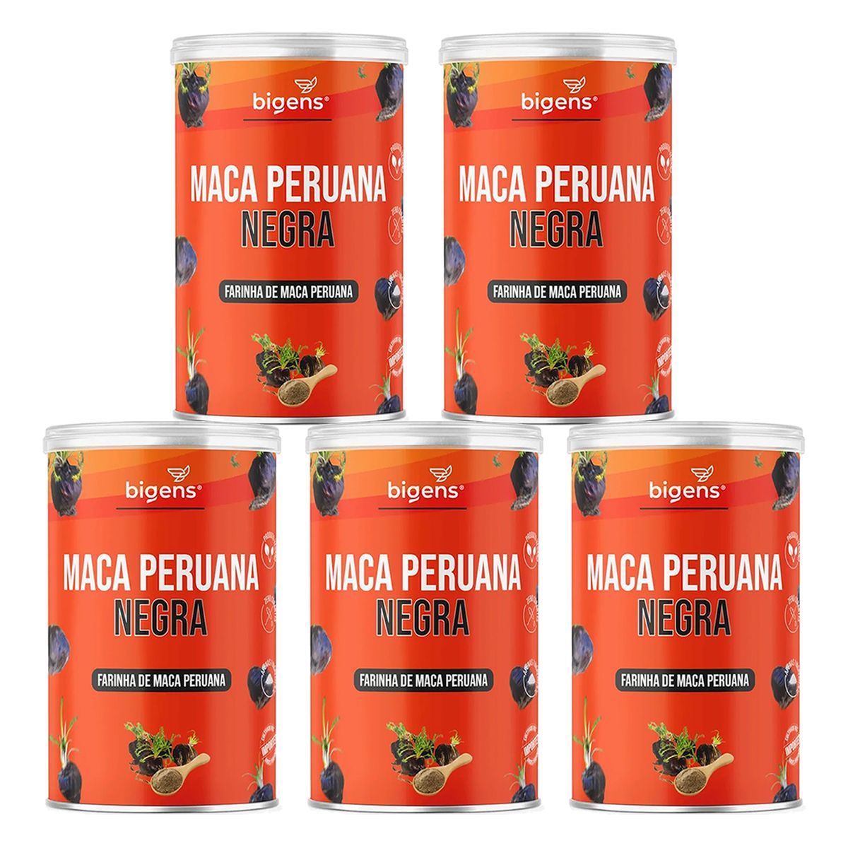 Kit 5X Maca Peruana Negra em P� - 150g - Bigens