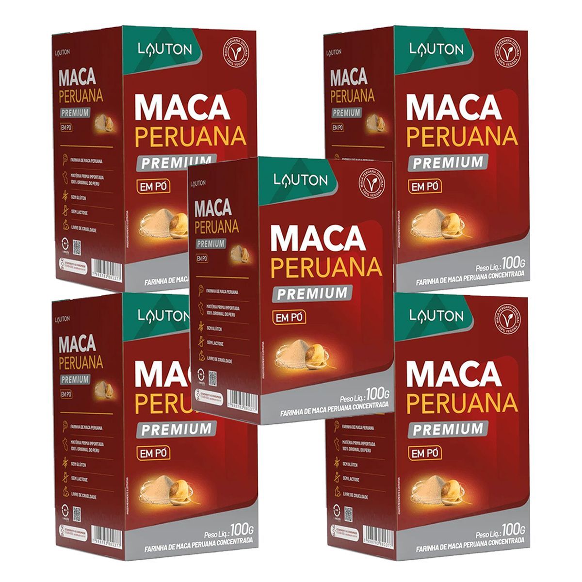 Kit 5X Maca Peruana Premium em P� - 100g - Lauton Nutrition