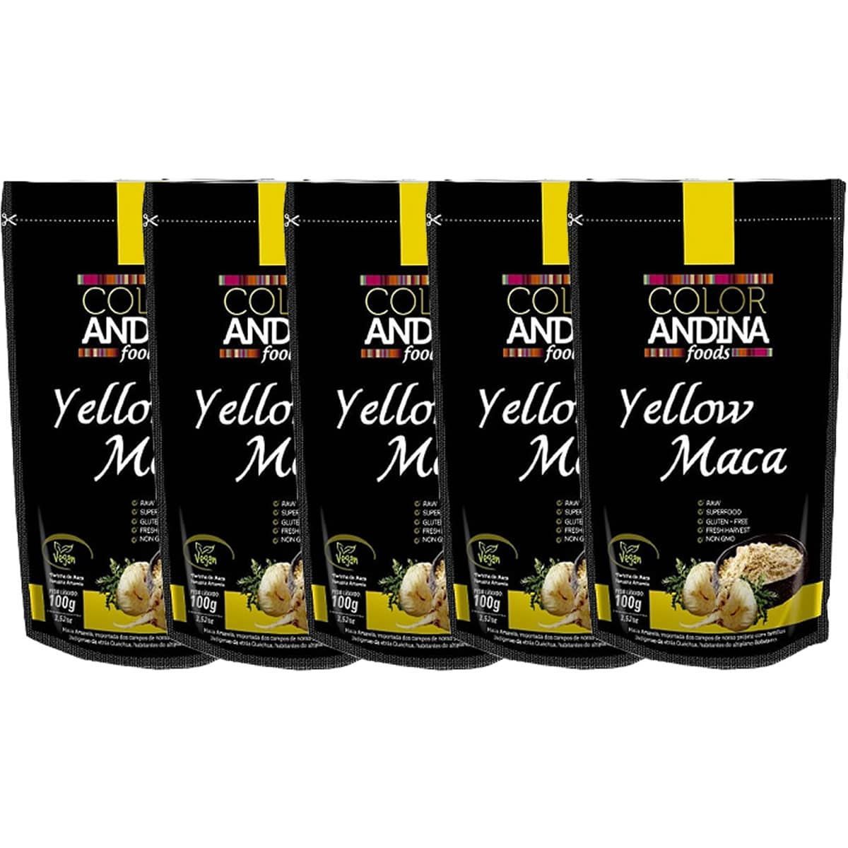 Kit 5X Maca Peruana Yellow - 100g - Color Andina