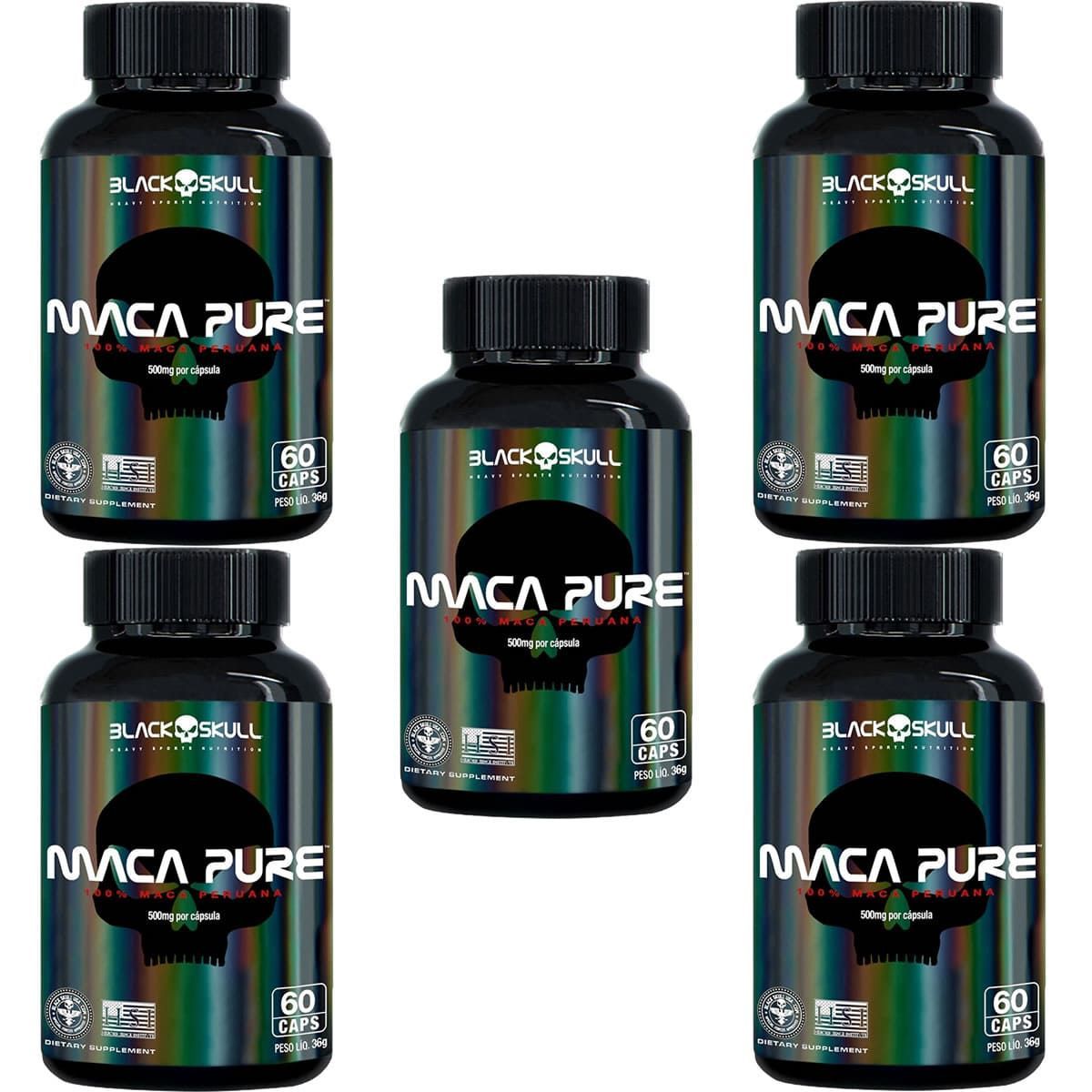 Kit 5X Maca Pure - 60 C�psulas - Black Skull