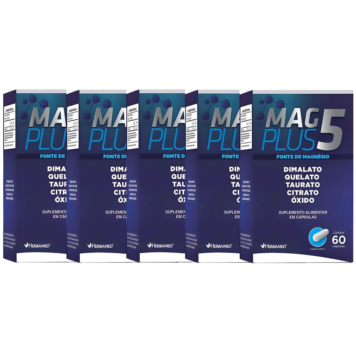 Kit 5X Mag Plus 5 - 60 C�psulas - Herbamed