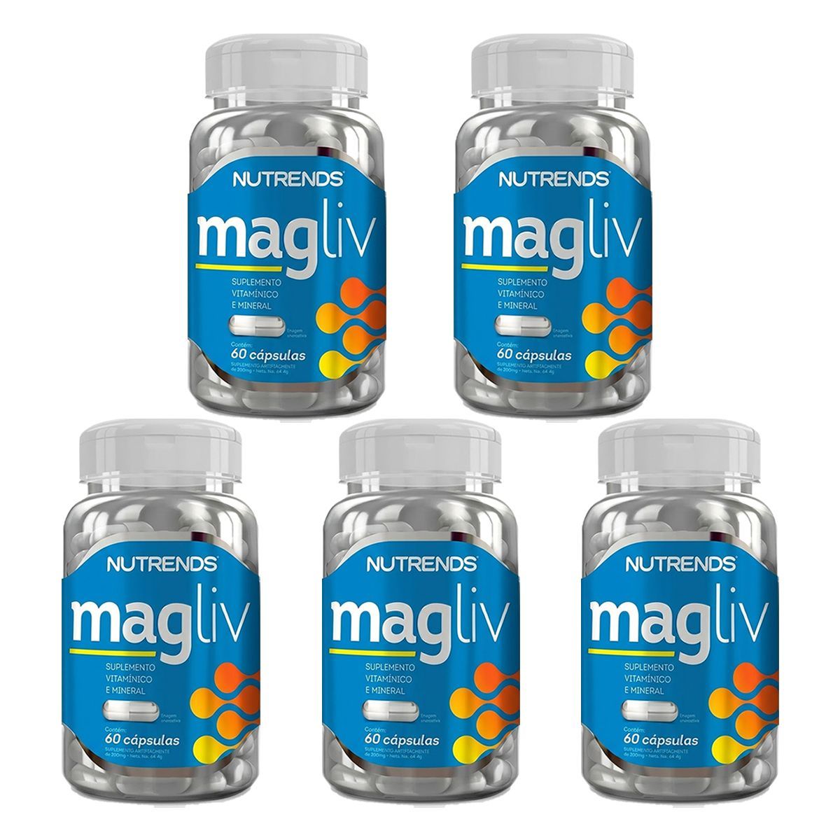 Kit 5X Magliv Vitaminas 740mg - 60 C�psulas - Nutrends
