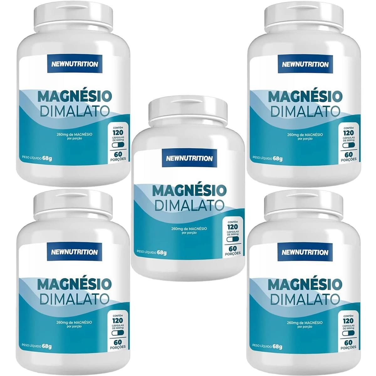Kit 5X Magn�sio Dimalato - 120 C�psulas - NewNutrition