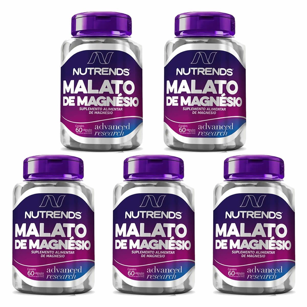 Kit 5X Malato de Magn�sio Dimalato 550mg - 60 C�psulas - Nutrends