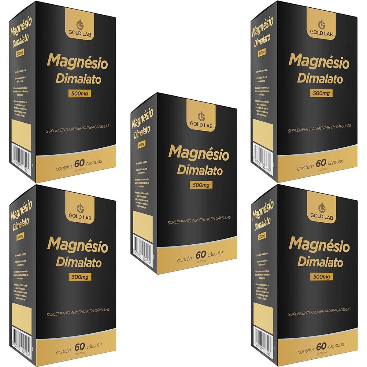 Kit 5X Magn�sio Dimalato - 60 C�psulas - Gold Lab