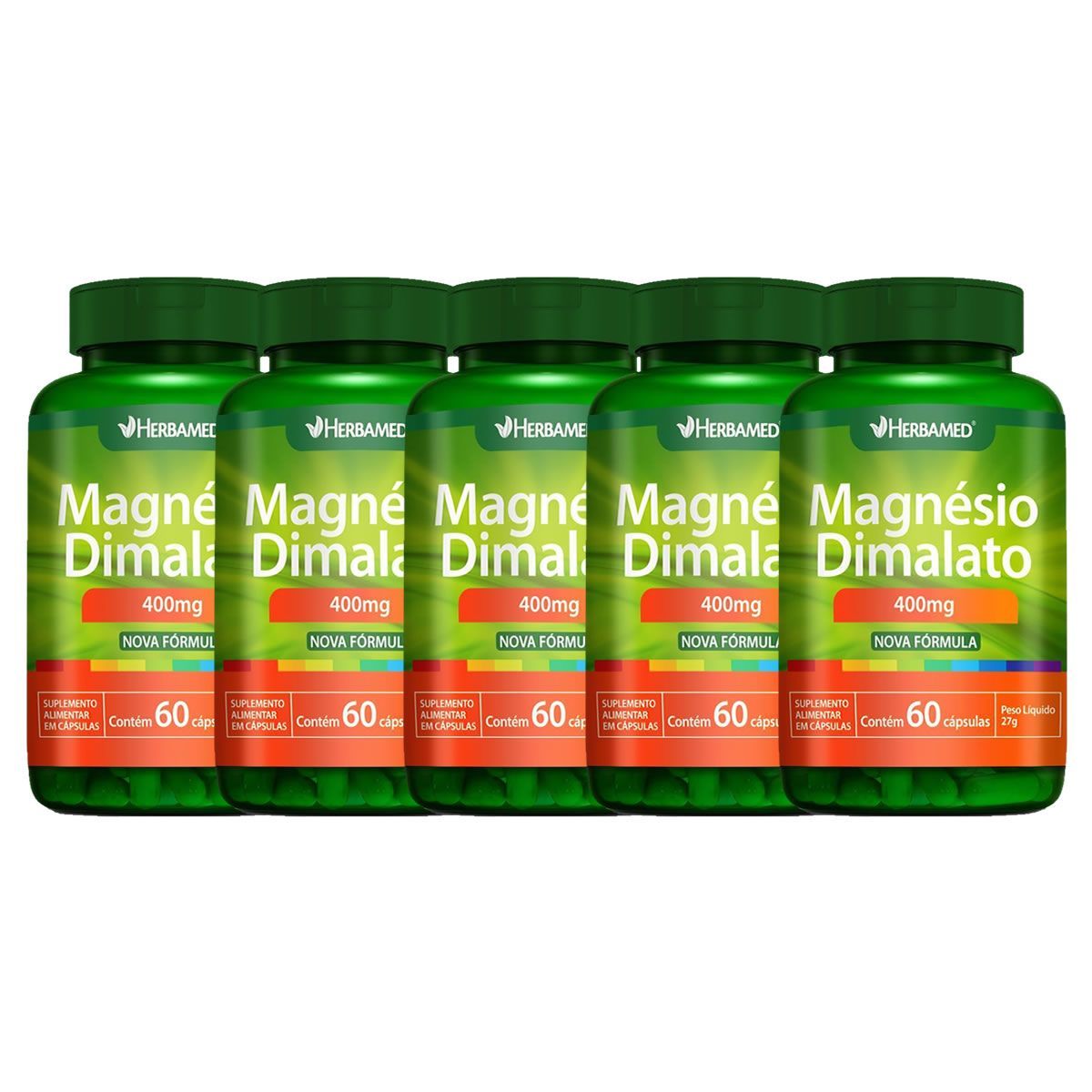 Kit 5X Magn�sio Dimalato - 60 C�psulas - Herbamed