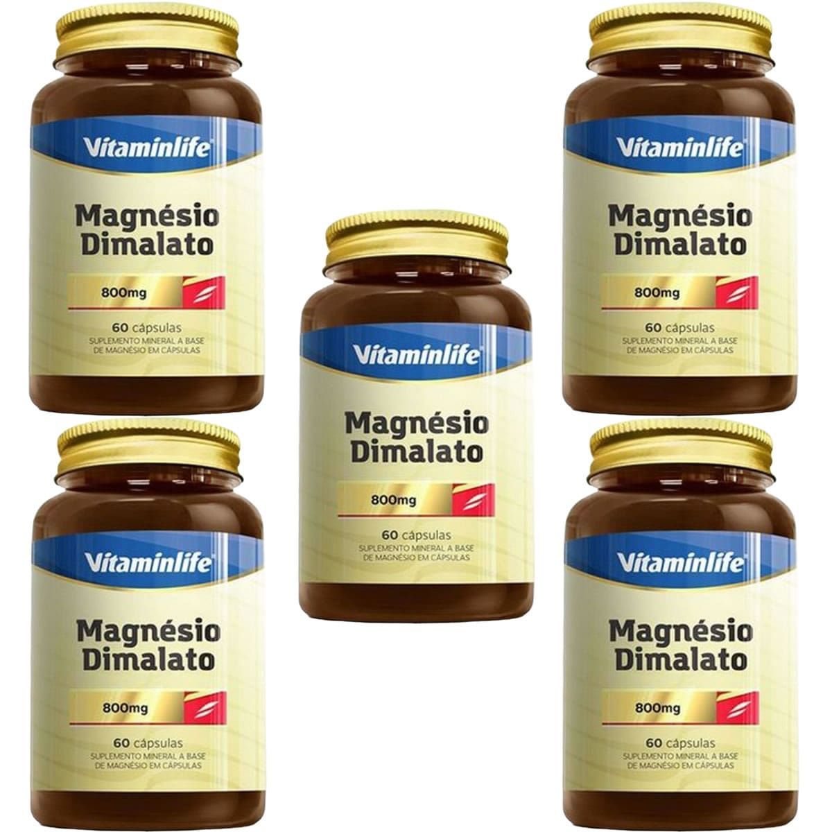 Kit 5X Magn�sio Dimalato - 60 C�psulas - Vitaminlife