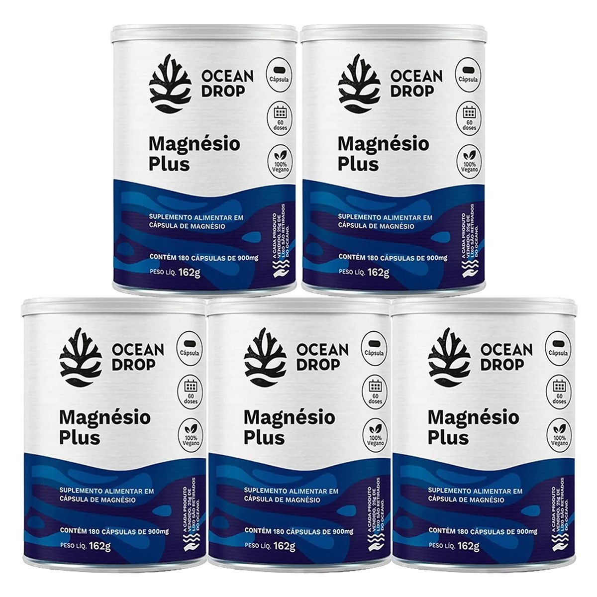 Kit 5X Magn�sio Plus - 180 C�psulas - Ocean Drop