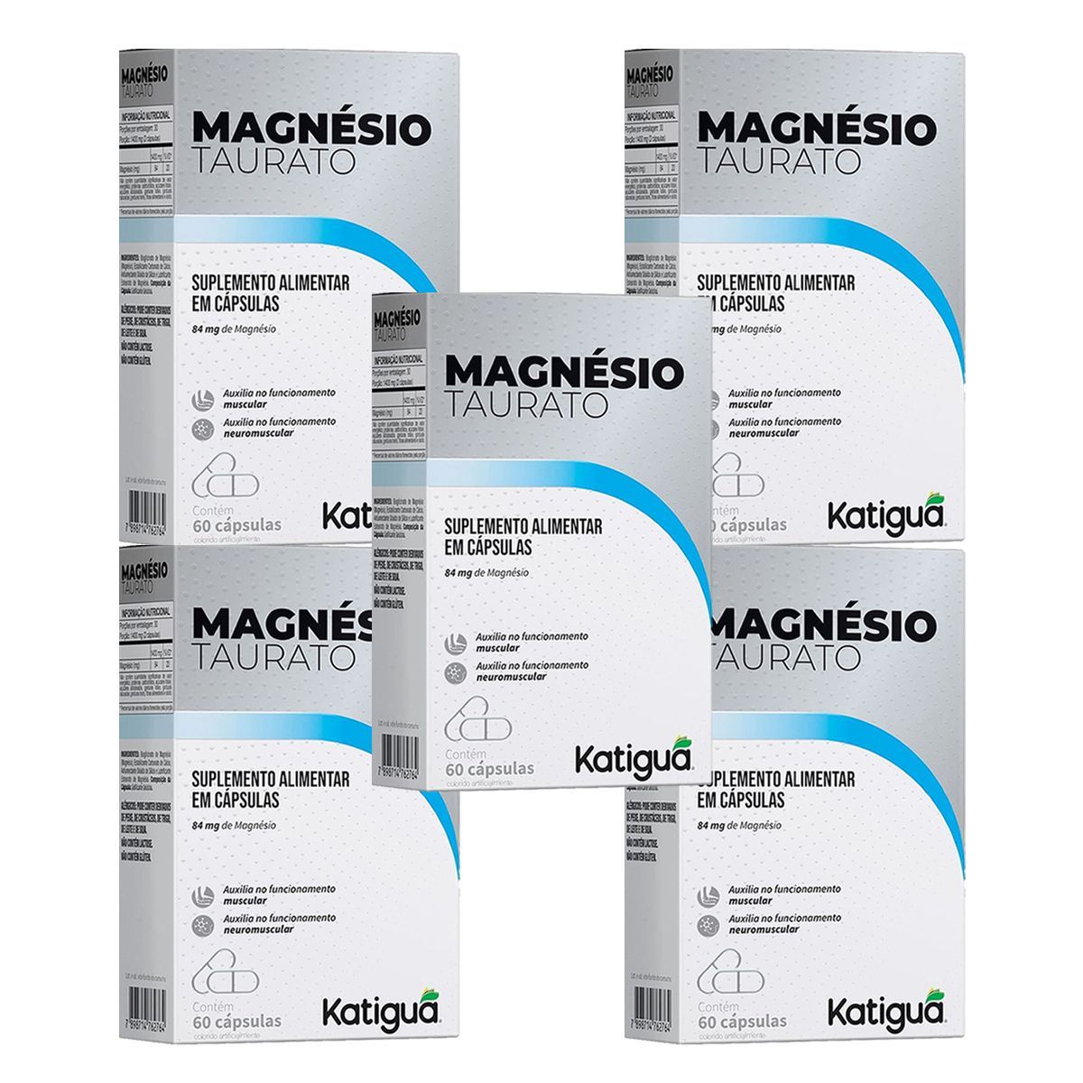 Kit 5X Magn�sio Taurato - 60 C�psulas - Katigu�